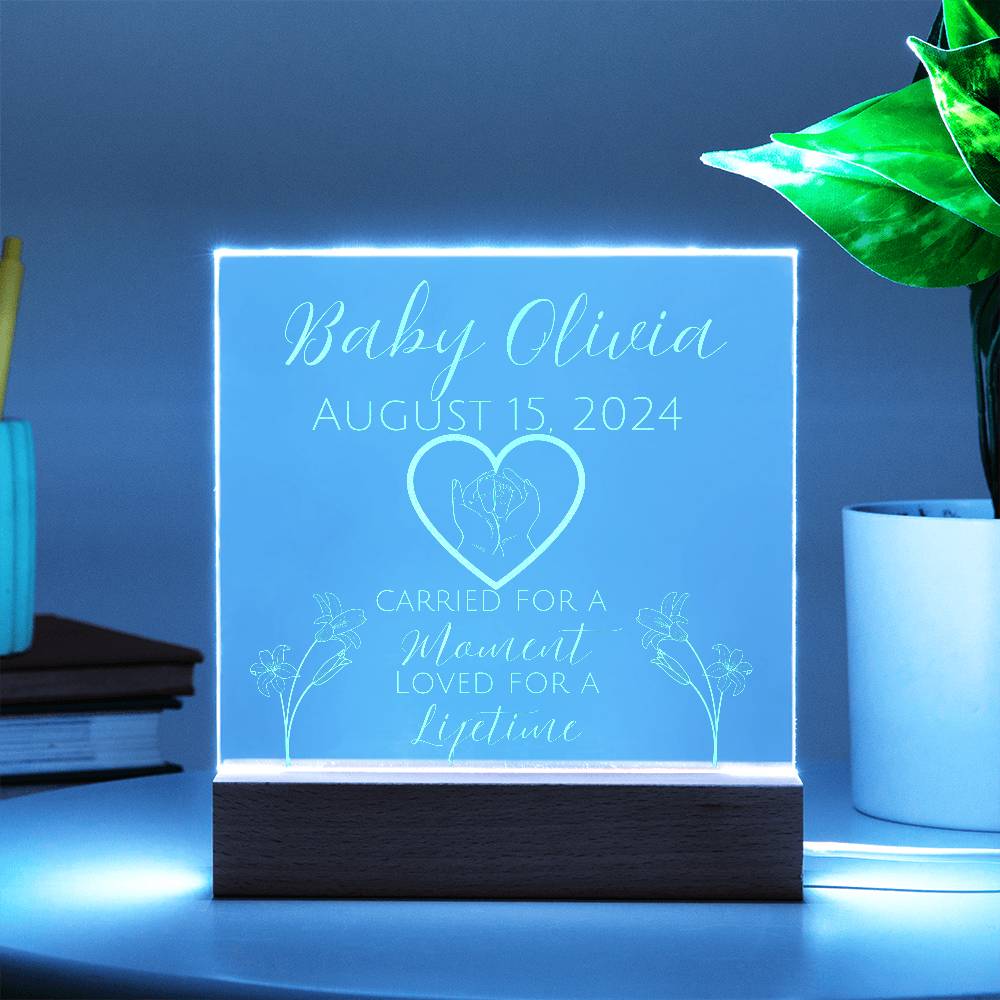 Personalized Baby Memorial Acrylic Plaque – Custom Keepsake for Stillbirth, Miscarriage, or Infant Loss, gift for mom, gift for dad,