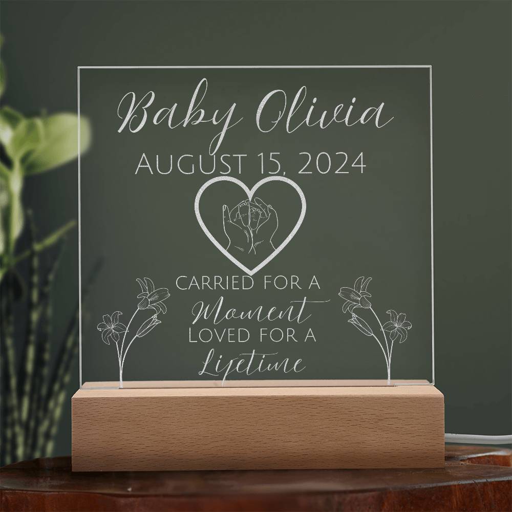Personalized Baby Memorial Acrylic Plaque – Custom Keepsake for Stillbirth, Miscarriage, or Infant Loss, gift for mom, gift for dad,
