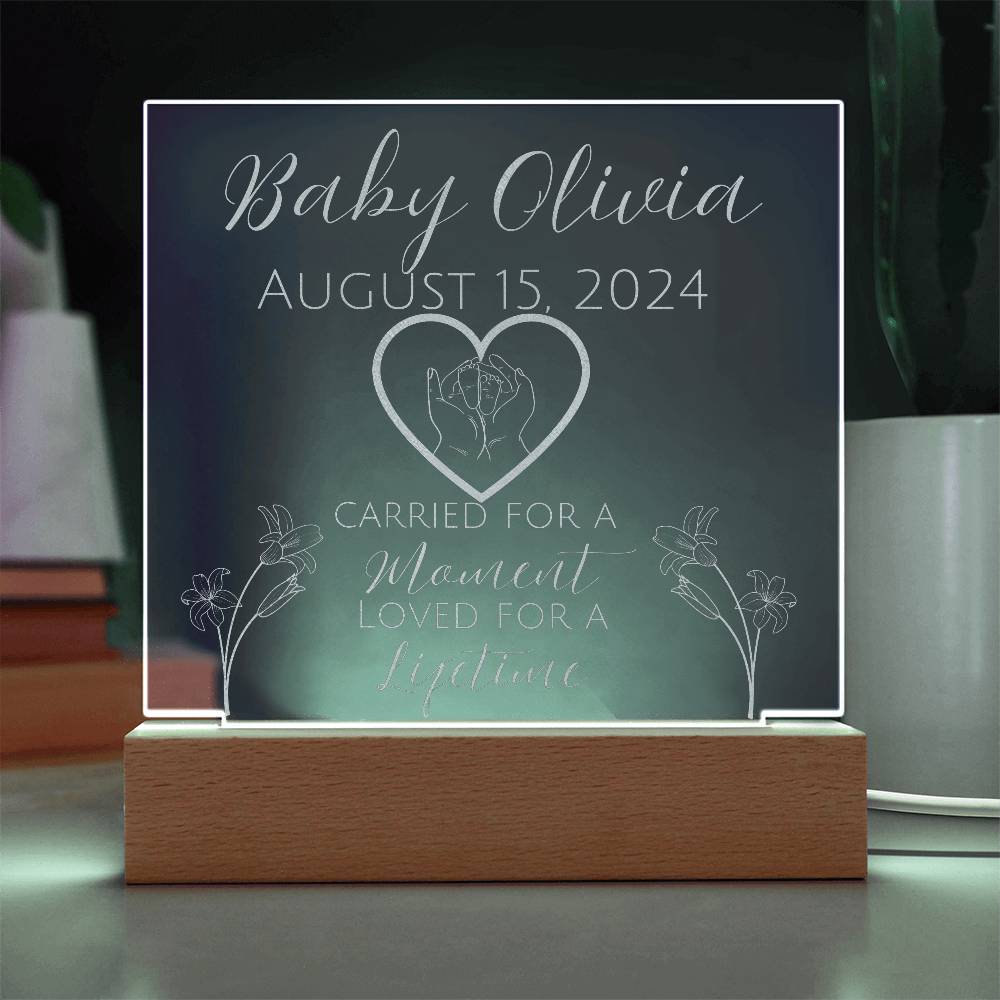 Personalized Baby Memorial Acrylic Plaque – Custom Keepsake for Stillbirth, Miscarriage, or Infant Loss, gift for mom, gift for dad,